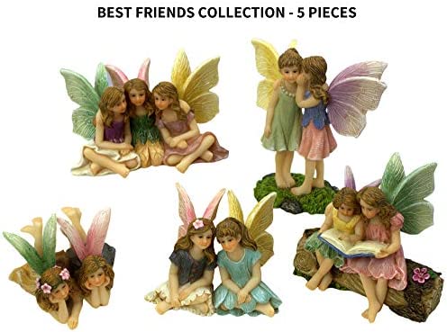PRETMANNS Fairy Garden Fairies – 2 Sister Fairy Figurines sitting on a Stump Reading a Book – 1 piece – Fairy Garden Supplies - Image 9