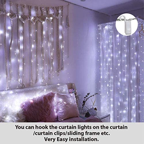 Curtain Lights 8 Modes Remote Control, 300 LEDs Window Fairy String Lights USB Operated, 3mx3m Waterproof Hanging Lights with Hooks, Durable Copper Xmas Lights for Outdoor Indoor Bedroom Party Decor - Image 3