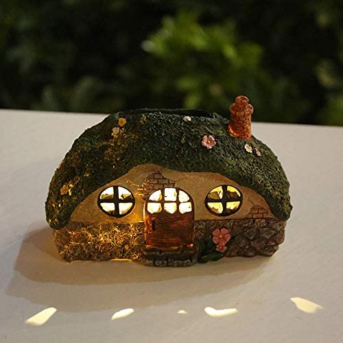 CAMPSLE Solar Garden Ornaments Outdoor, Fairy House LED Illuminated Fairy House Garden Statue Waterproof Resin Dwelling Ornament for Yard Lawn Pathway Garden Decorations - Image 8