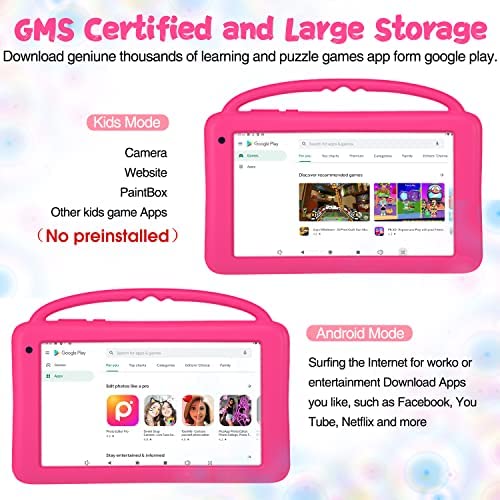 Kids Tablets 7 inch HD Display Android 10.0 WIFI Tablet for Kids with Handle Proof Case Quad Core Tablet PC 2GB+32GB GMS Certification Parental Control APP (Pink) - Image 7