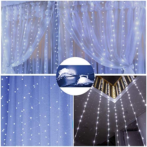 Curtain Lights 8 Modes Remote Control, 300 LEDs Window Fairy String Lights USB Operated, 3mx3m Waterproof Hanging Lights with Hooks, Durable Copper Xmas Lights for Outdoor Indoor Bedroom Party Decor - Image 9