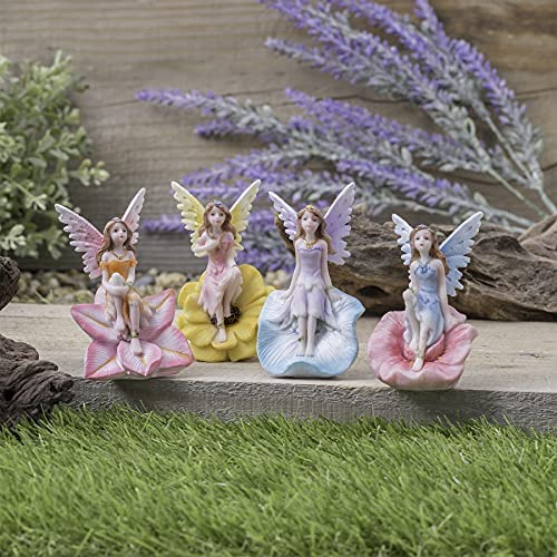 Pelle & Sol Set of 4 Flower Fairies Garden or Home Ornament Enchanted Fairy Figures - Image 3