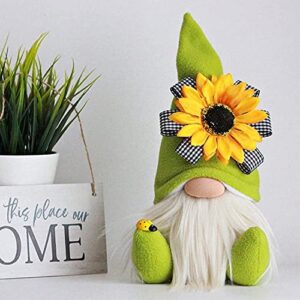 Garden Gnome Statue, Plush Garden Figurines, Fairy Garden Ornaments Outdoor,Whimsical Tree Sculpture Garden Decoration, Cute Handmade Honey Bee Gnome Gonks Plush Faceless Doll (Green)