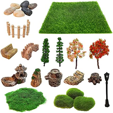 Mini Zen Garden Accessories, Outdoor Fairy Garden Miniatures, Sandbox Decorations, Zen Tray Items, Terrarium Ornaments, Dollhouse Supplies, Desk Top Figurines, Bonsai Decorative Craft Tools Kit