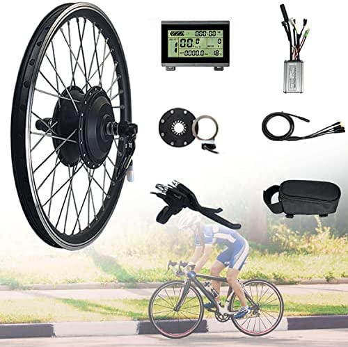 Ebike Conversion Kit Front Wheel,36V/48V 350W/500W Electric Bicycle Hub Motor Kit,20"/24"/26"/27.5"/28"/29"/700C Front Wheel E-Bike Conversion Kit,E-Bike Hub Set with PAS System,20in-36V/500W