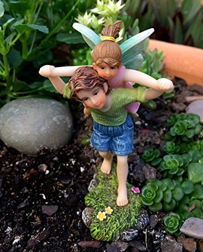 PRETMANNS Fairy Garden Accessories Kit – A Joyful Fairy Playground Set with Girl Fairies and Boy Fairies and a Cute Fairy Garden Sign – Fairy Garden Supplies 4 Pieces - Image 6