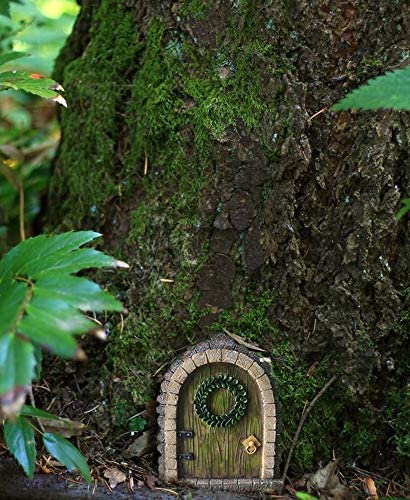 Fairy Garden Door MUAMAX Miniature Door for Fairy Garden Door for Trees Accessories Gnome Home Tree Decor Fairy doors (grey-2) - Image 6