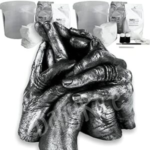 3D Family Hand Casting Kit, Large 15-Piece Kit Includes 2kg Alginate, 2kg Plaster, Metallic Wax Finishing Kit, 2 Casting Containers, Easy Instructions by BabyRice UK