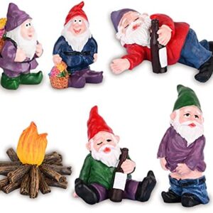 VAINECHAY Funny Garden Gnomes Outdoor Ornaments Mini Garden Gnome Statue Set Fairy Garden Accessories for Lawn Yard Decoration