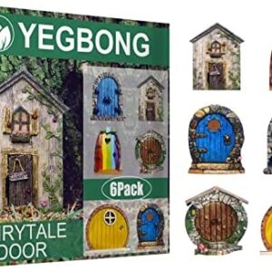 ALTcompluser Set of 6 Fairy Garden Doors for Trees, Fairy Door, Miniature Elf Door Gnome Door Decoration Fairy Garden Accessories for Outdoor(Type B)