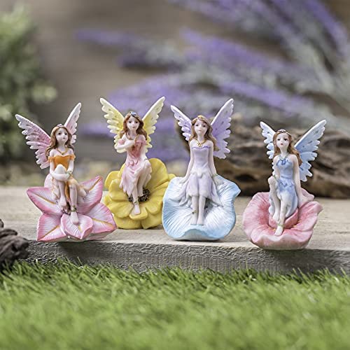 Pelle & Sol Set of 4 Flower Fairies Garden or Home Ornament Enchanted Fairy Figures - Image 4