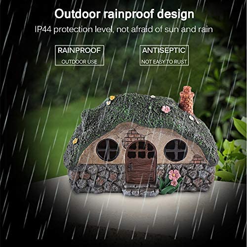 CAMPSLE Solar Garden Ornaments Outdoor, Fairy House LED Illuminated Fairy House Garden Statue Waterproof Resin Dwelling Ornament for Yard Lawn Pathway Garden Decorations - Image 3