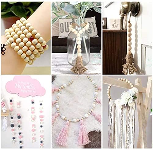 485 PCS Round Wooden Beads, 8 Sizes Natural Wood Beads Set, Natural Beads with Storage Box for Handmade Jewelry Bracelet Necklace(6/8/10/12/14/16/18/20mm) - Image 5