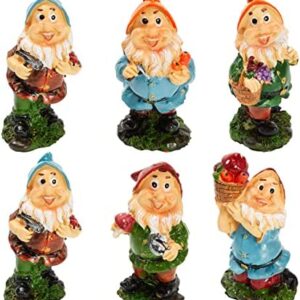 6-Pack Mini Garden Gnome Statue Set for Fairy Gardens, Home Décor, 10.2 cm Tall