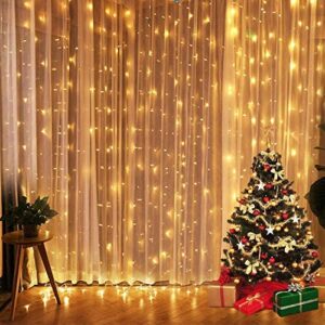 300 LED Curtain Fairy Lights, 3Mx3M Fairy String Lights with Plug, 8 Lighting Modes with Remote &Timer, Warm White String Lights for Window, Bedroom, Christmas, Party, Outdoors [Energy Class A+++]