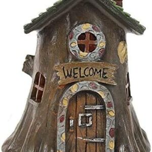 Jones Home and Gift Fairy Homes Light Up Fairy House For Fairy Gardens - Welcome Tree Stump