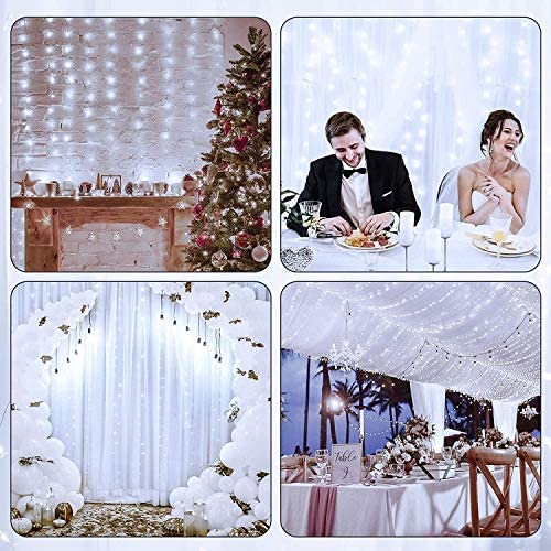 Curtain Lights 8 Modes Remote Control, 300 LEDs Window Fairy String Lights USB Operated, 3mx3m Waterproof Hanging Lights with Hooks, Durable Copper Xmas Lights for Outdoor Indoor Bedroom Party Decor - Image 7