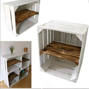 Vintage White Painted Apple Crate with Burnt wood shelf - Ideal Shelving/shoe rack/storage solution