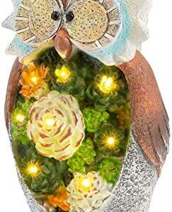 GloBrite Garden Ornament Owl Figurine with Solar Powered LED Light - Outdoor Waterproof Resin Garden Statue Sculpture for Yard Lawn Patio Pathway Party Decoration