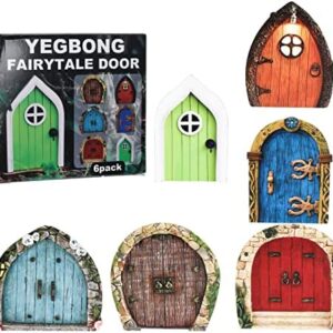 ALTcompluser Set of 6 Fairy Garden Doors for Trees, Fairy Door, Miniature Elf Door Gnome Door Decoration Fairy Garden Accessories for Outdoor(Type A)
