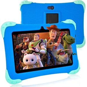 FIVAHIVA Kids Tablets 7" HD Display Children’s Android 10.0 Tablet for Kids Dual Camera 2GB+32GB WIFI Bluetooth Parental Control Eye Protection Children Tablet for Ages 2-12 with Kid-Proof Case (Blue)