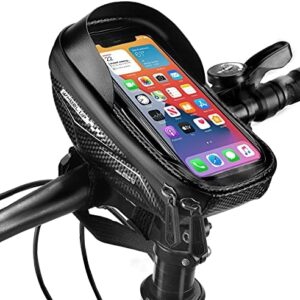 NIVEOLI Bike Handlebar Phone Holder Waterproof Bag, Bike Accessories Frame Bag, Bicycle Top Tube Phone Mount Pouch Transparent Touchable Screen Case Compatible with iPhone/Samsung/Xiaomi Under 6.5"
