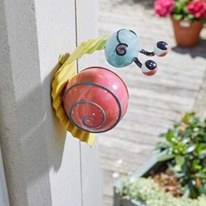 garden mile® Novelty Hand Painted Steel Garden Wall Decor Art Bug Butterfly Bee Sculpture Fun Outdoor Indoor Decoration Colourful (Snazzy Snail (Medium))