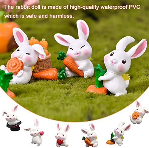Miniature Rabbit Figure, Hilloly 6 Piece Mini Rabbit Figure, Rabbit Mini Figure Set Rabbit Ornaments Miniature Rabbit Animal Statue Garden Figurines Rabbits Cake Topper (3-5cm) - Image 3