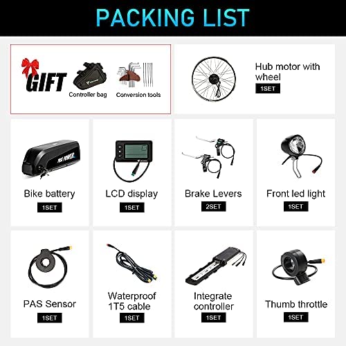 YOSE POWER 28''(700c) ebike 36V250W Front Motor Bicycle E-Bike Hub Conversion Kit with Integrated controller HL Plus 36V 15.6Ah Battery DIY E-bike LCD Display - Image 7