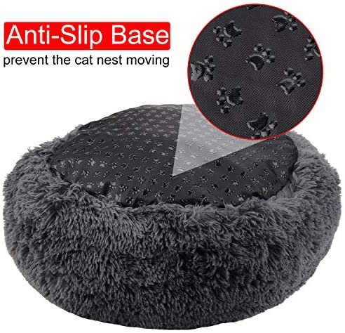 Legendog Cat Bed, Soft Warm Pet Nest Bed/Pink Cat Bed/Cat Sleeping Bed/Pet Beds For Cats kittens Sleeping (Dark grey) (Dark grey) - Image 5