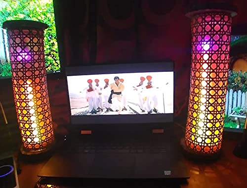 LED VU Meter Tower with Cane Accent Light, RGB Dancing Lamp, Gaming Set up Computer accessories, Party Decor Color changing Lamp for Home Office(Stereo)