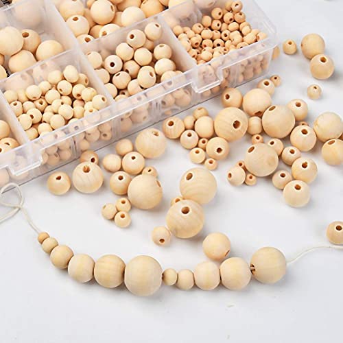 485 PCS Round Wooden Beads, 8 Sizes Natural Wood Beads Set, Natural Beads with Storage Box for Handmade Jewelry Bracelet Necklace(6/8/10/12/14/16/18/20mm) - Image 6