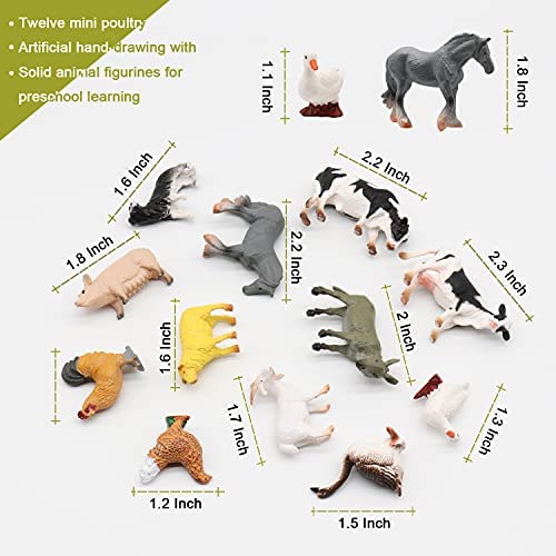 TMORU 12 Pcs Farm Animal Figurine Toys, Realistic Plastic Animal Statues, Educational Sets Easter Eggs Birthday Gifts Cake Toppers for Kids - Image 6