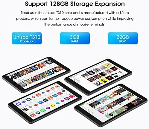 Tablet Blackview Tab6 8 Inch, Android 11 Phablet(2022), 4G LTE Dual SIM, WIFI Tablet PC, 5580mAh Battery, 3+32GB/256GB, Face ID Unlocked, Bluetooth5.0, Type-C, GPS, OTG, NOTE, 2 Years Warranty - Grey - Image 3