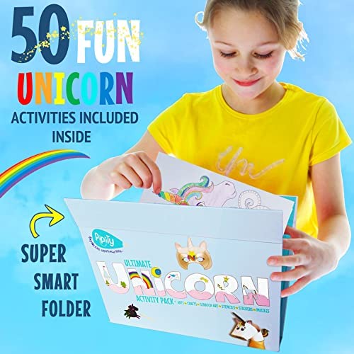 Pipity Unicorn Arts and Crafts Set | Gifts for girls age 5,6,7,8,9+ | Paper Craft, Stickers, Colouring, Stencils, Scratch Art, Games and Puzzle Activity Kits for Kids - Image 2
