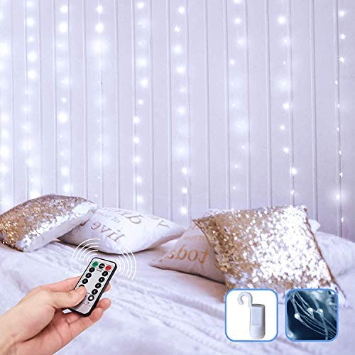 Curtain Lights 8 Modes Remote Control, 300 LEDs Window Fairy String Lights USB Operated, 3mx3m Waterproof Hanging Lights with Hooks, Durable Copper Xmas Lights for Outdoor Indoor Bedroom Party Decor - Image 8