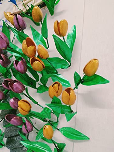 3D Flowers Wall Hanging Decor, Dried Pistachio Shells Tulips Flowers Art, Living dining bed and Office Room Smart Home item Acrylic Frame eco friendly - Image 3