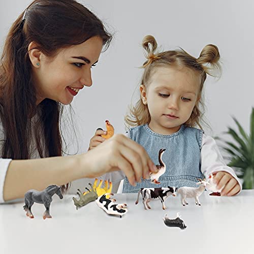 TMORU 12 Pcs Farm Animal Figurine Toys, Realistic Plastic Animal Statues, Educational Sets Easter Eggs Birthday Gifts Cake Toppers for Kids - Image 5