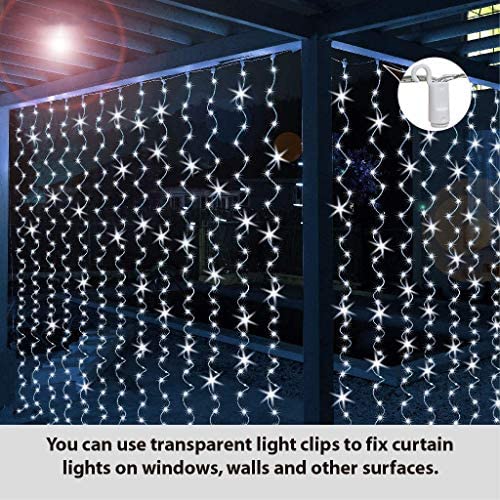 Curtain Lights 8 Modes Remote Control, 300 LEDs Window Fairy String Lights USB Operated, 3mx3m Waterproof Hanging Lights with Hooks, Durable Copper Xmas Lights for Outdoor Indoor Bedroom Party Decor - Image 4