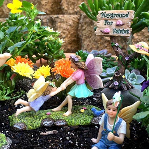 PRETMANNS Fairy Garden Accessories Kit – A Joyful Fairy Playground Set with Girl Fairies and Boy Fairies and a Cute Fairy Garden Sign – Fairy Garden Supplies 4 Pieces - Image 8