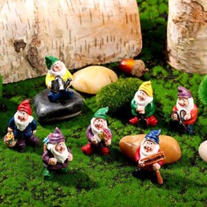 7 Pieces Gnomes Fairy Resin Statues Miniature Fairy Garden Mini Gnome Statue for Table and Garden Decoration for Holiday Festival Garden Decoration, Relatives Friends Kids