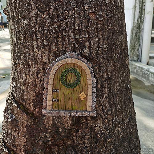 Fairy Garden Door MUAMAX Miniature Door for Fairy Garden Door for Trees Accessories Gnome Home Tree Decor Fairy doors (grey-2) - Image 3