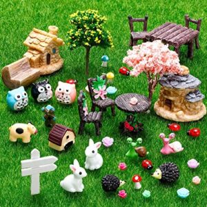 64 Pieces Miniature Fairy Garden Accessories Mini Animals Miniature Ornament Kit Animal Figurines Animals Miniature Micro Landscape Accessories for Dollhouse Decoration Plant House Decor
