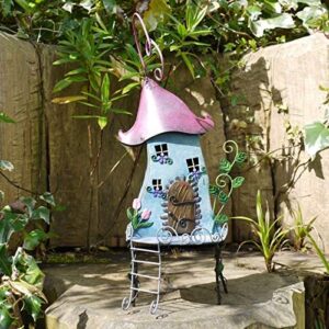 Metal Fairy Pixie Tree House Outdoor Garden Patio Sculpture Decorative Ornament