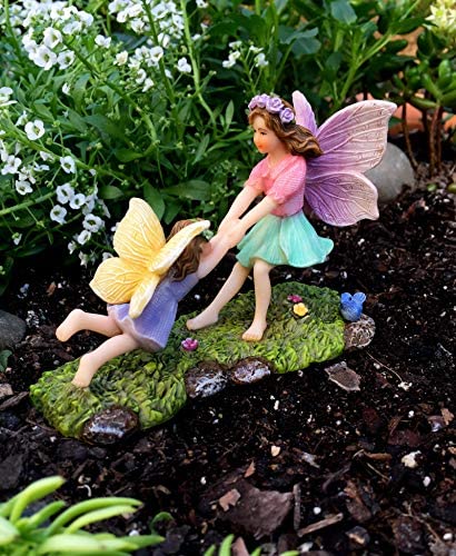 PRETMANNS Fairy Garden Accessories Kit – A Joyful Fairy Playground Set with Girl Fairies and Boy Fairies and a Cute Fairy Garden Sign – Fairy Garden Supplies 4 Pieces - Image 5