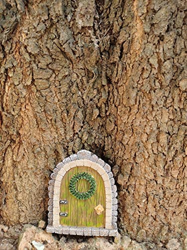 Fairy Garden Door MUAMAX Miniature Door for Fairy Garden Door for Trees Accessories Gnome Home Tree Decor Fairy doors (grey-2) - Image 5