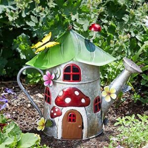garden mile® Novelty Garden Ornaments Waterproof Fairy House Outdoor Decoration Fun Metal Hand Painted Decor Weatherproof (Watering World)