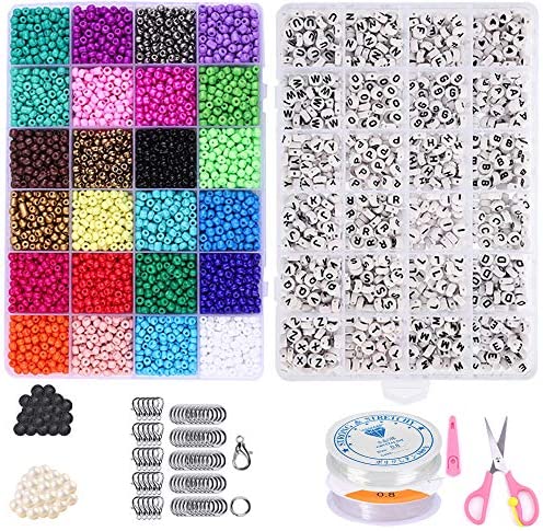 DIY Jewelry Making Set Beads for Bracelets, MuLLife Bead Kit with Letter Beads for Custom Necklaces, Friendship Bracelets, Gift for Her Women Wife Girlfriend Adult Kids Age 6 7 8