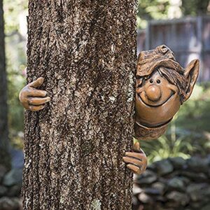 garden mile® Fairy Garden Elf Tree Peeker Novelty Garden Ornaments Garden Gnome Tree Decoration Home Decor. (Elf Peeker)