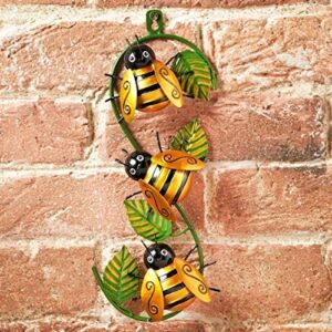 ONLINE DEALS OUTLET Stunning Decorative Feature Metal Bee Wall Art Outdoor Garden Ornament - Bee With Green Leaves